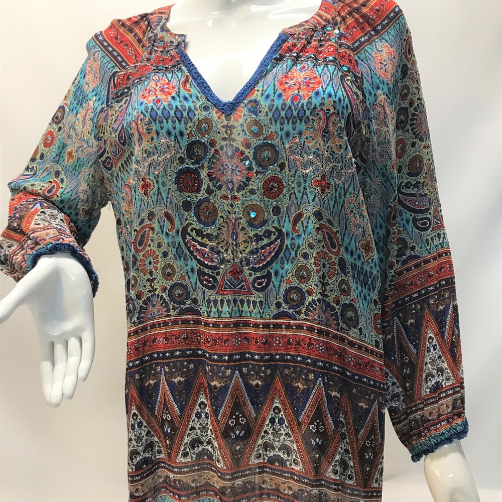 Soft Surroundings Boho Jewel Tone Sequin Tunic